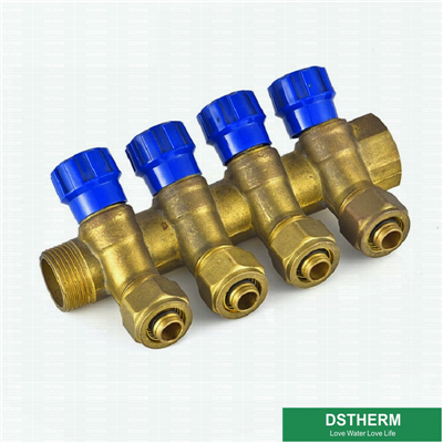 Brass Color Manifold Four Ways Italy Model Hot Water Flow Brass Manifolds 