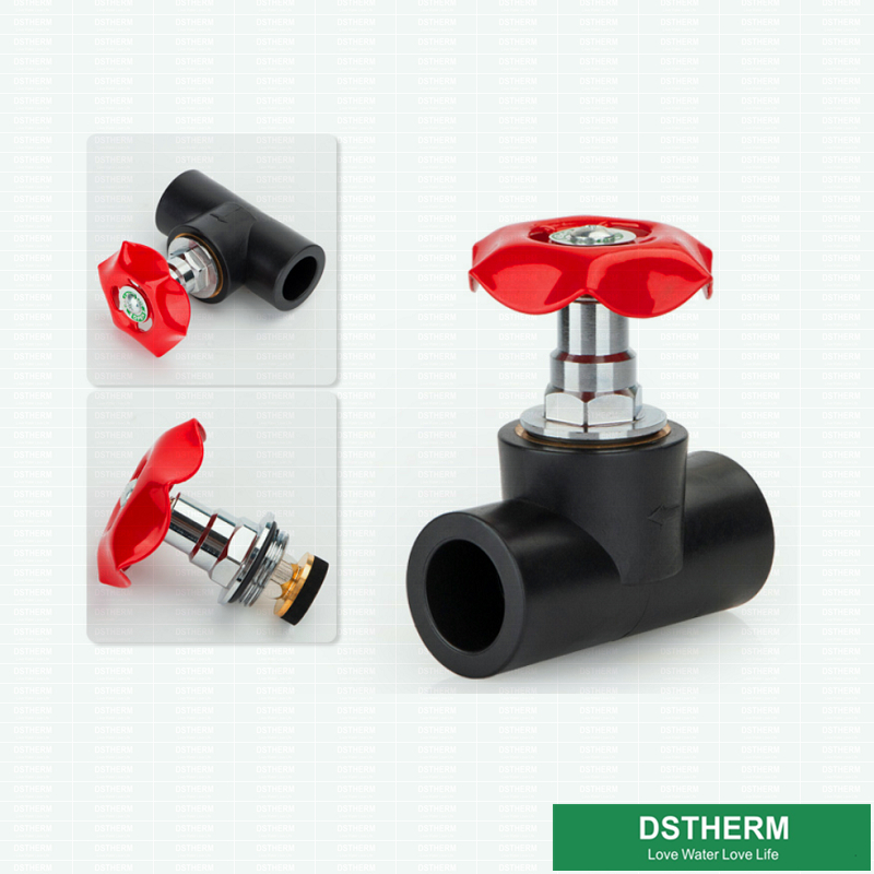 Plastic Handle With Chrome Plated Brass Valve Cartridges For PE Stop Valve