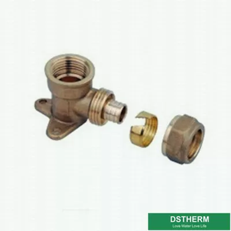 Female Wall Plated Threaded Elbow Pex Brass Fittings Brass Color Customized Logo Screw Fittings Middle Weight