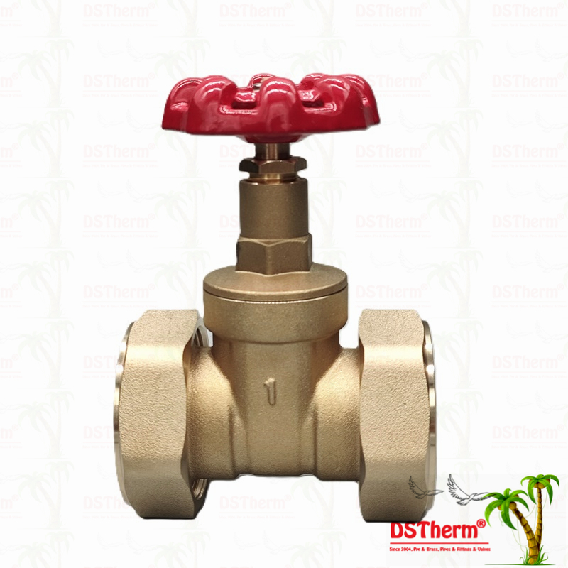 Brass Union Gate Valve With Red Cast Iron Handle High-Flow 1/2
