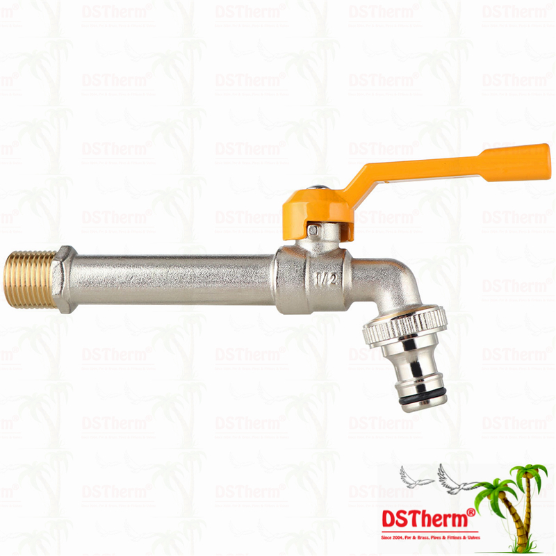 Long Spoute Heavy-Duty Nickel Plated Single Outlet Tap Extension Tap Brass Faucet 1/2