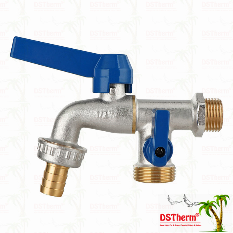 Medium Classic Universal Alumiunm Handle Double Outlet Faucet Brass Faucet Brass Tap 1/2