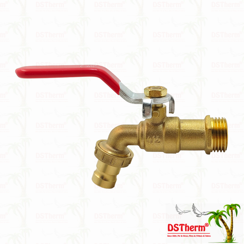 Gold Plated Heavy Duty Classic Red Iron Handle Bibcocks Water Tap Spout Faucet Spigot 1/2